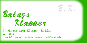 balazs klapper business card